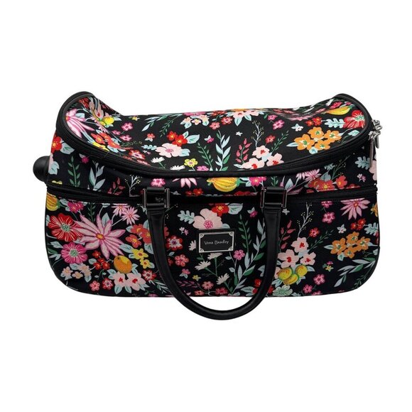Vera Bradley Tangerine Twist Wheeled Carry-On Luggage Bag Black Floral - Picture 1 of 9